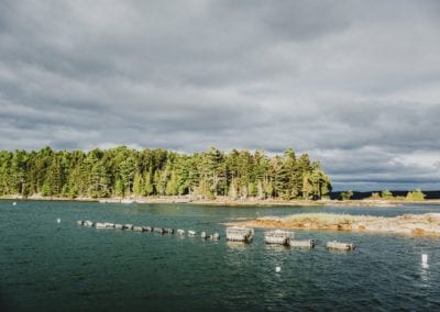 Cloudy Skies over the south end of Dingley Island on the New Meadows River in Maine