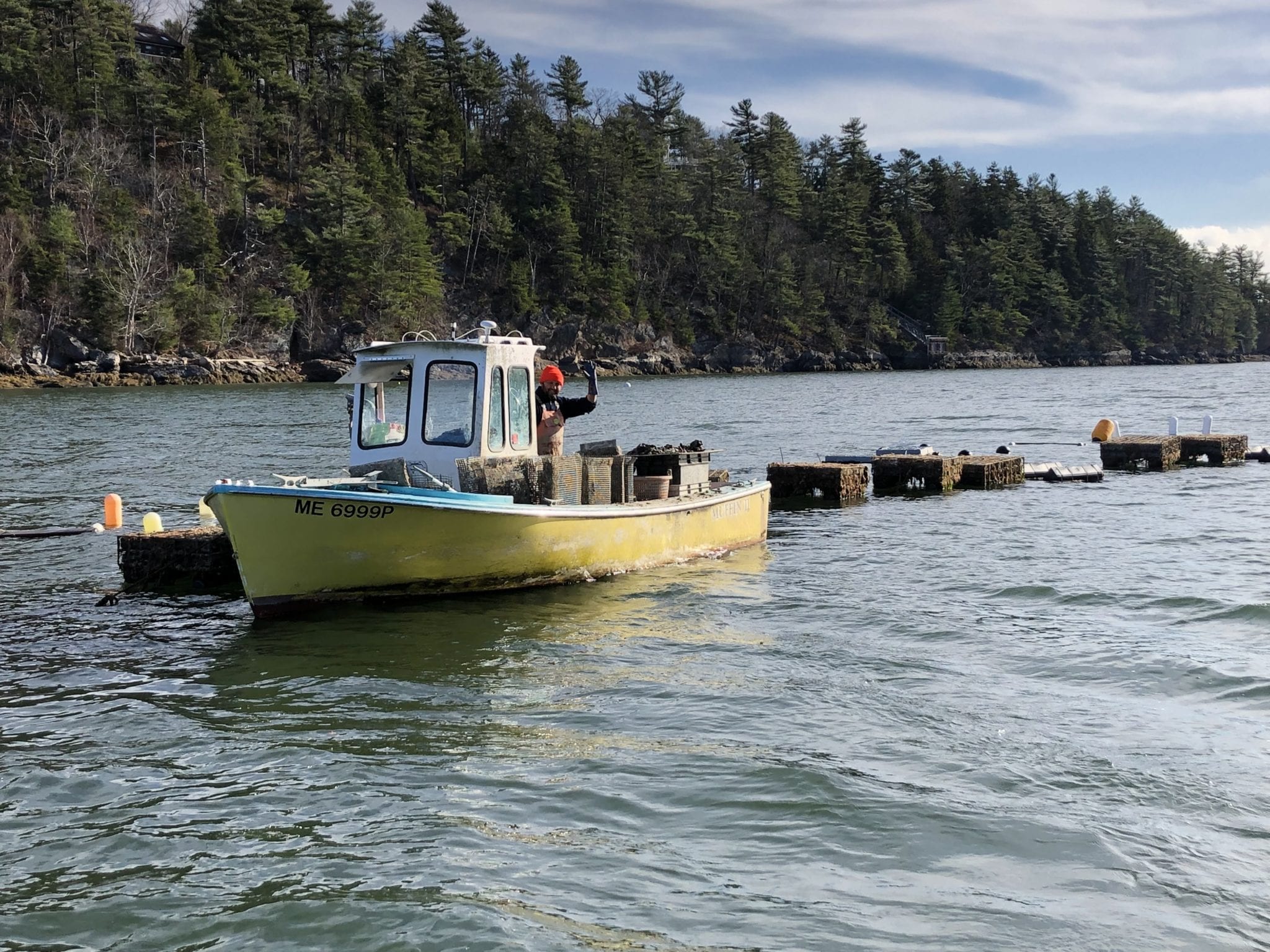 Winnegance boat on New Meadows River in Maine